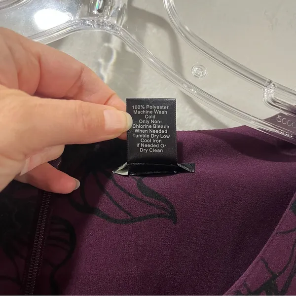 Ann Taylor Factory Purple Shift Dress Size 14 Long Balloon Sleeves Flowers‎ - Image 6