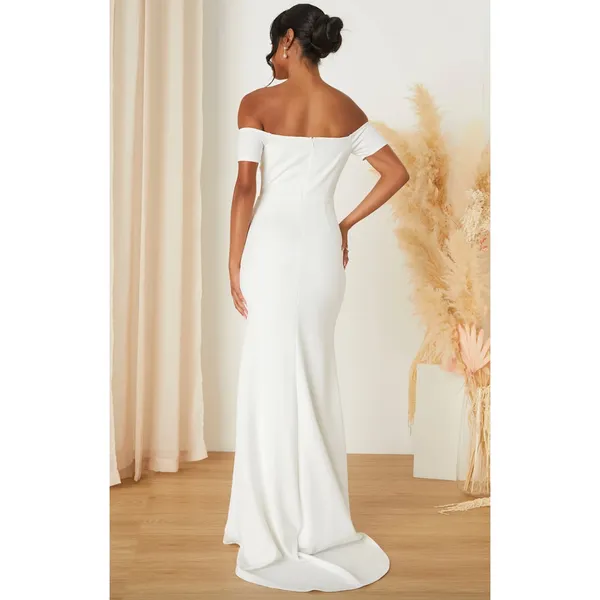 NEW Lulus Loveliest Aura White Off-the-Shoulder Mermaid Maxi Dress Wedding XS - Image 3