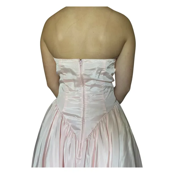 1980s ZUM ZUM Pink Strapless Beaded Sweetheart Prom Dress – ILGWU USA small - Image 10