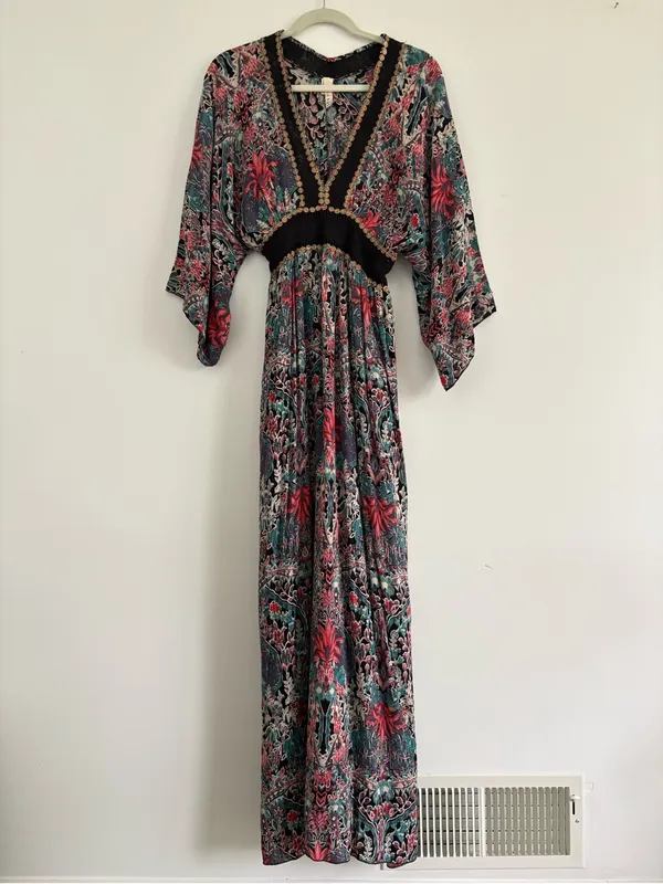 Anthropologie Raga Floral Kimono Maxi Dress Size XS - Image 4