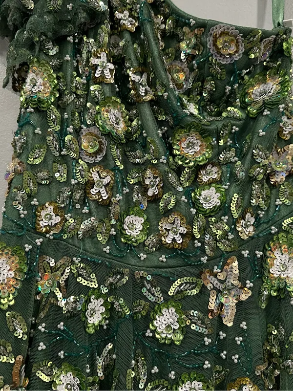 Mac Duggal 6159 Green One Shoulder Embellished A Line Gown sz 4 - Image 6