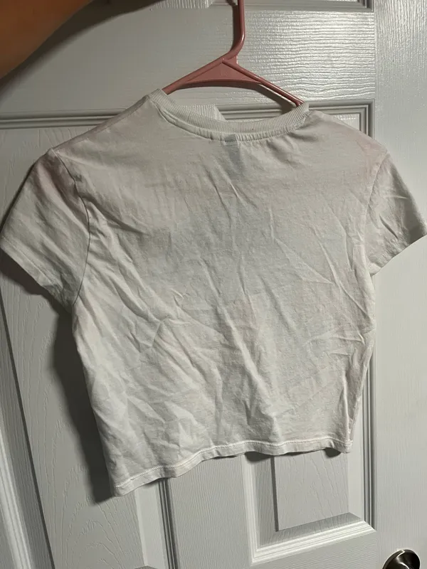 Divided H&M Crop Top White Short Sleeve Graphic Hollywood S Tee - Image 4