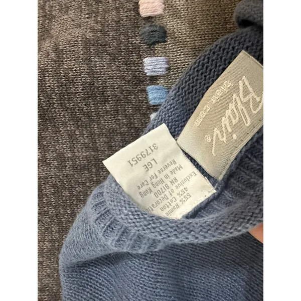 Blair Womens Large Sweater Colorblock Cotton Blend Long‎ Sleeve Blue Gray Round - Image 2