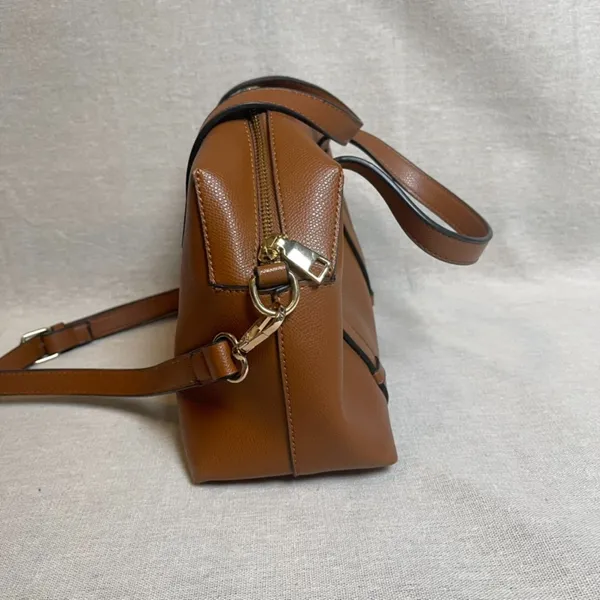 Brown Vegan Leather Doctor Bag Style Crossbody Purse - Image 5