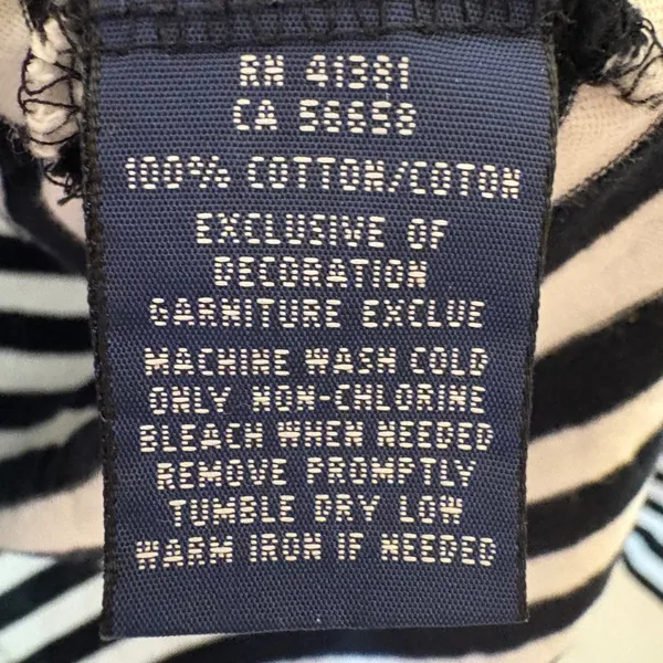 Ralph Lauren Navy White Striped V-Neck Long Sleeve‎ Cotton Tee Shirt Size Medium - Image 5