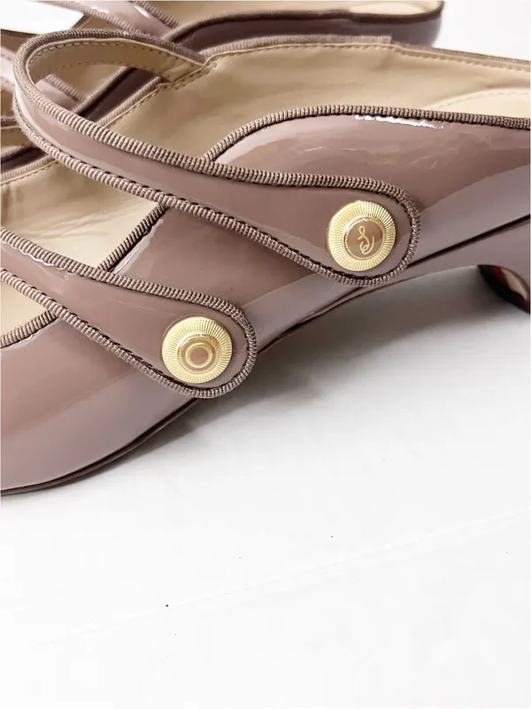 SAM EDELMAN McKenna Nude Patent Leather Strappy Mary Jane Mules Size 9 - Image 6
