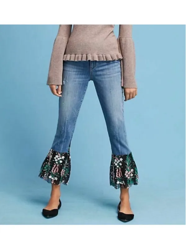 Anthropologie Pilcro & The Letterpress Floral Hem Jeans - Image 4