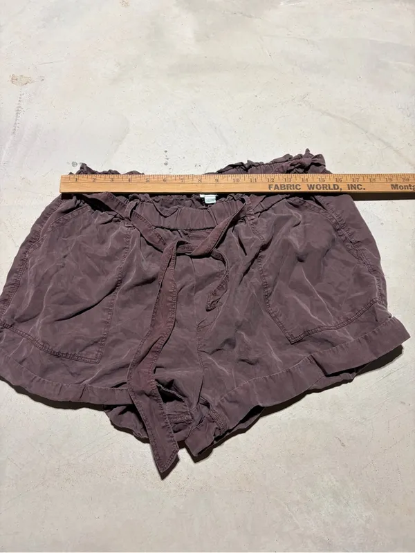 Aerie Paperbag Waist Drawstring Shorts Plum burgundy large - Image 7