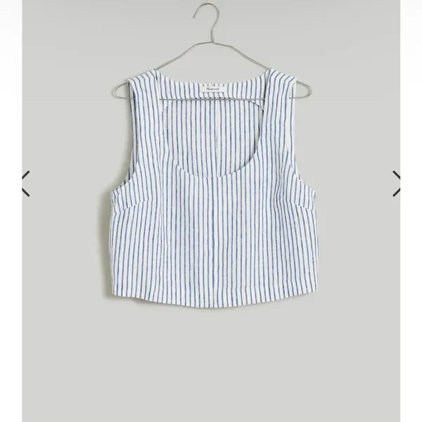 Madewell Scoopneck Crop Tank in 100% Linen in Bluestone Size 2 NWT - Image 6