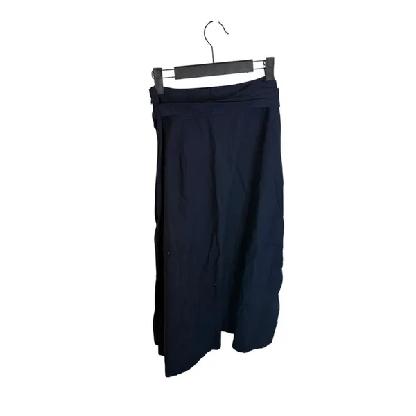 Loft Navy Blue Tie Waist A-Line Midi Skirt - Image 2