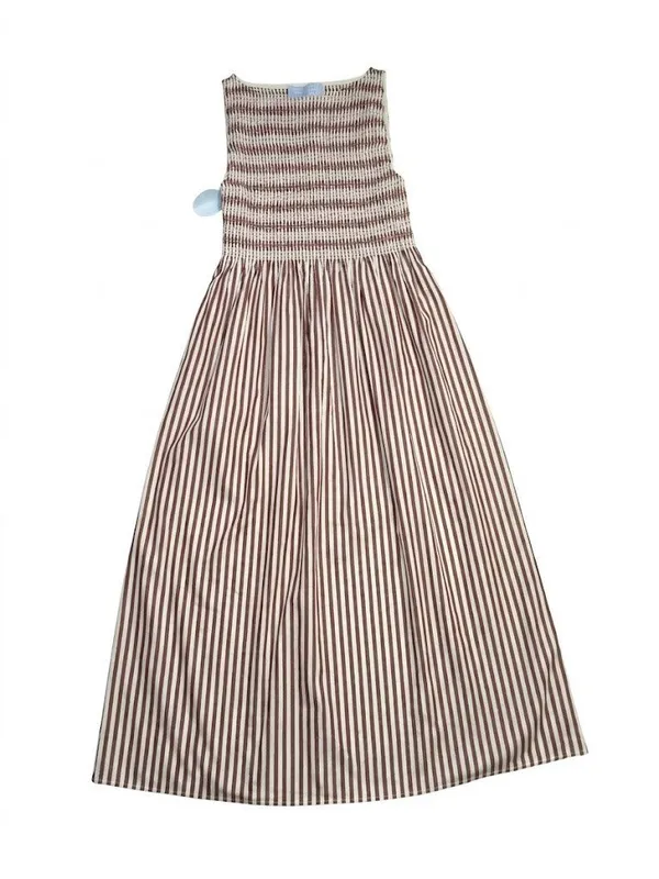 NWT Hill House Cosima Nap in Rust Stripe Cotton Smocked Dress M - Image 5
