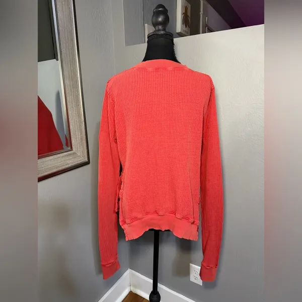 Free People One Interlaken Red waffle knit lace up crop top size large. - Image 5