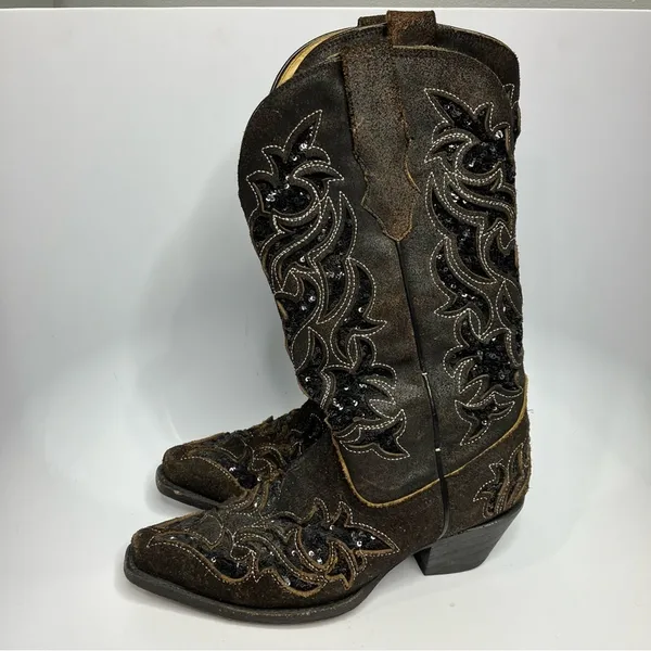 Corral sequin inlay‎ brown suede boots size 7 - Image 2