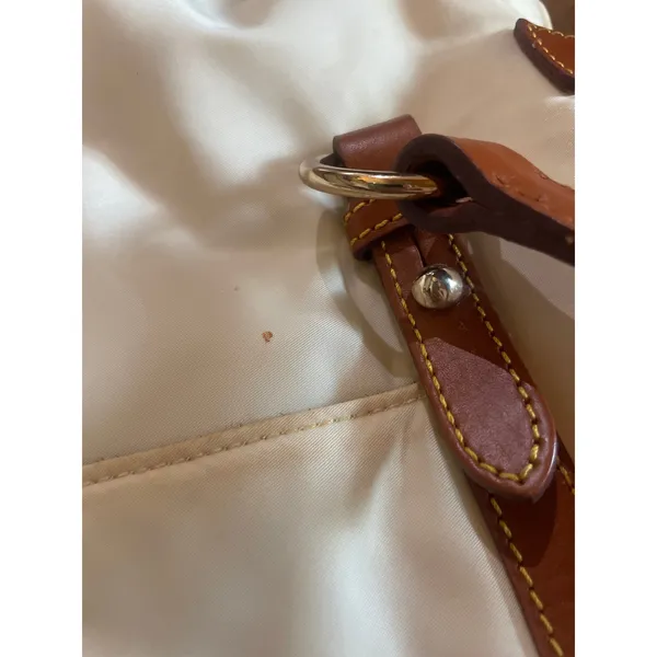 DOONEY & BOURKE Smith Bag *AS IS Nylon Leather Cream Color Purse Tote - Image 10
