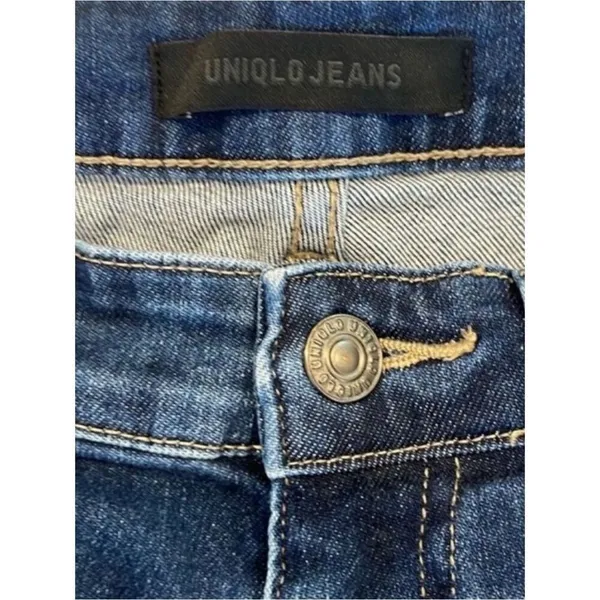 Uniqlo Wide Leg Crop Jeans Raw Hem High Rise - Image 5