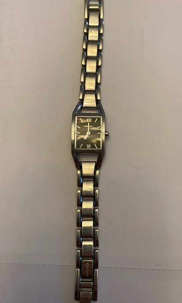 DKNY Women’s Silver Bracelet Link Watch with Black Accents - Image 4