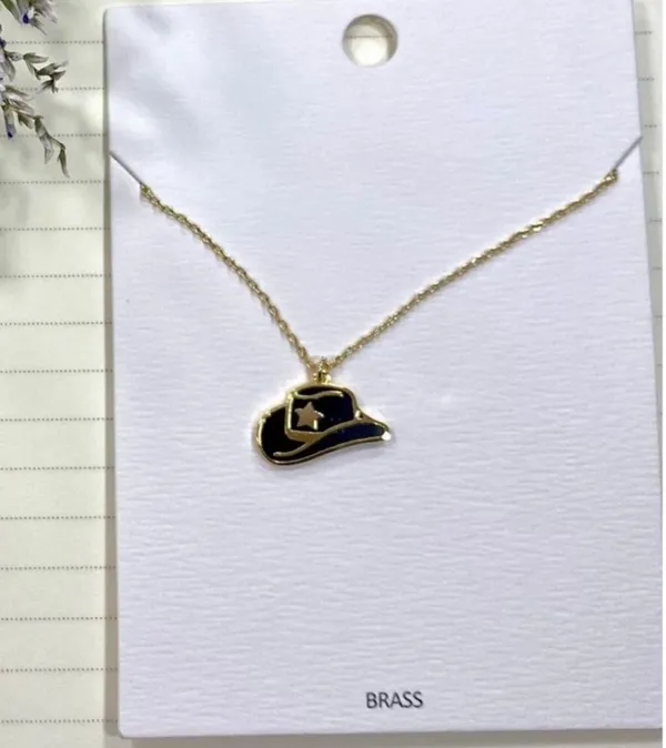 Boutique Gold Cowboy Hat Necklace – Western Country Charm Pendant - Image 6