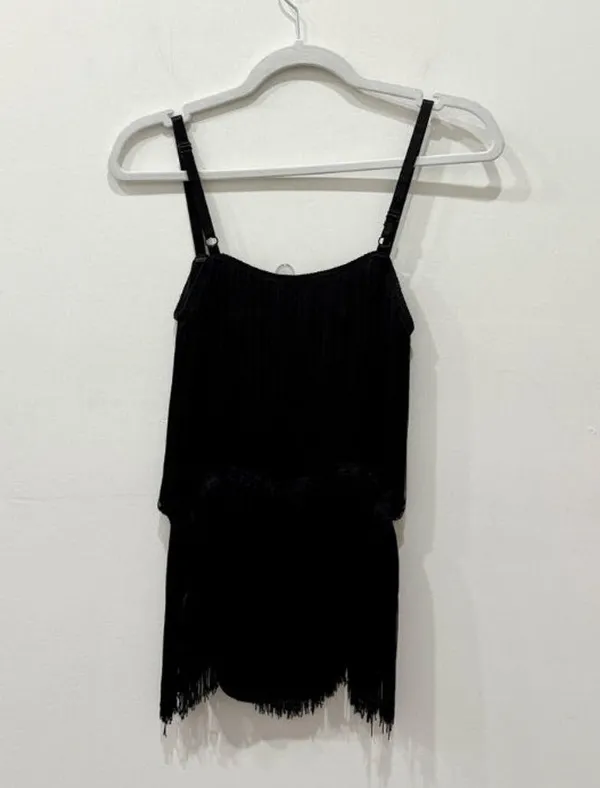 Theory Pardia Fringe Sleeveless Blouson Cami Tank Top Black Women's Size P / XS - Image 3