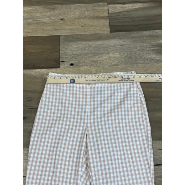 Alex Marie Pants Size 4 White Pink Gingham Lightweight Flare Leg Side Zip - Image 4