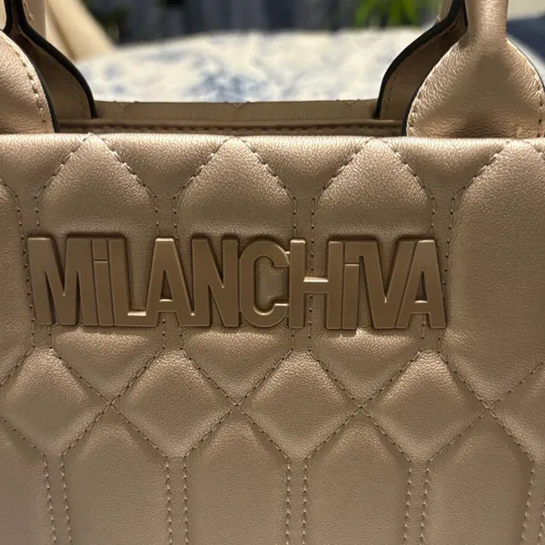 Quilted Metallic Satchel Gold - Image 2