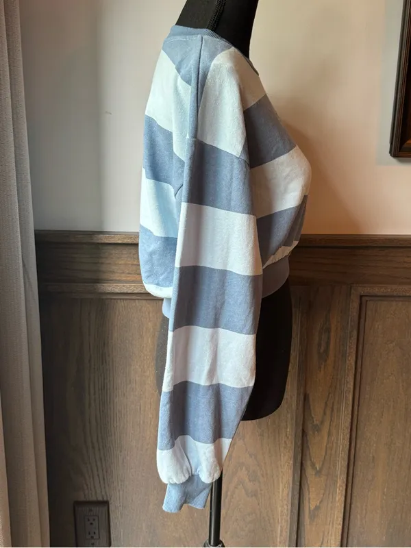 Strawberry Shortcake Blue Stripe Cropped Sweater xxs - Image 5