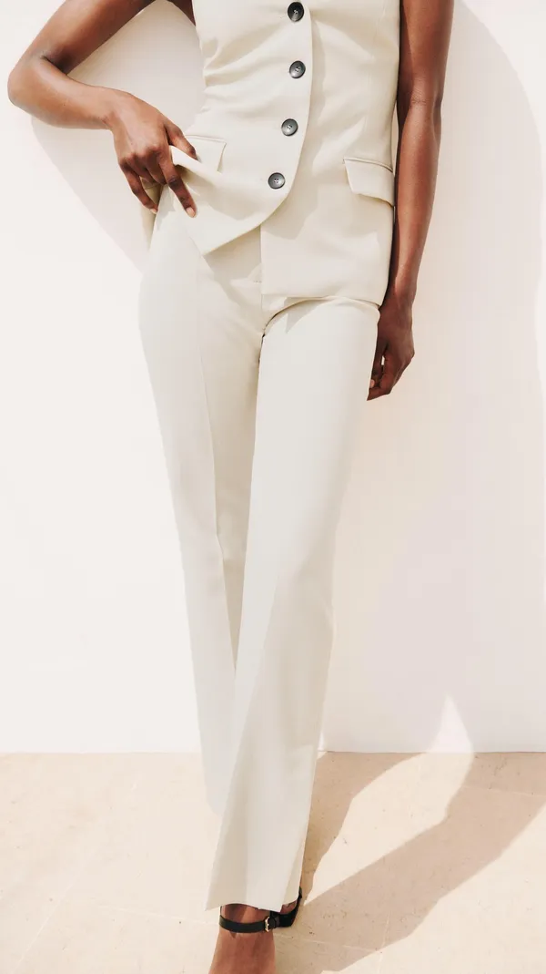 ZARA Cream Beige Wide Leg High Waisted Soft Pants - Image 2