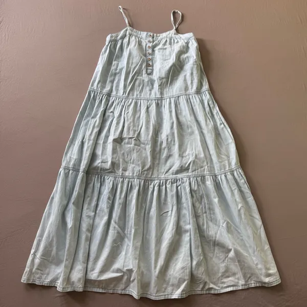Bamboo DENIM BUTTON TIERED JUMPER Dress - Image 4