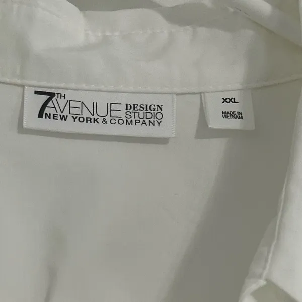 White Short Sleeve Notched Collar Button Down Shirt Size XXL - Image 3