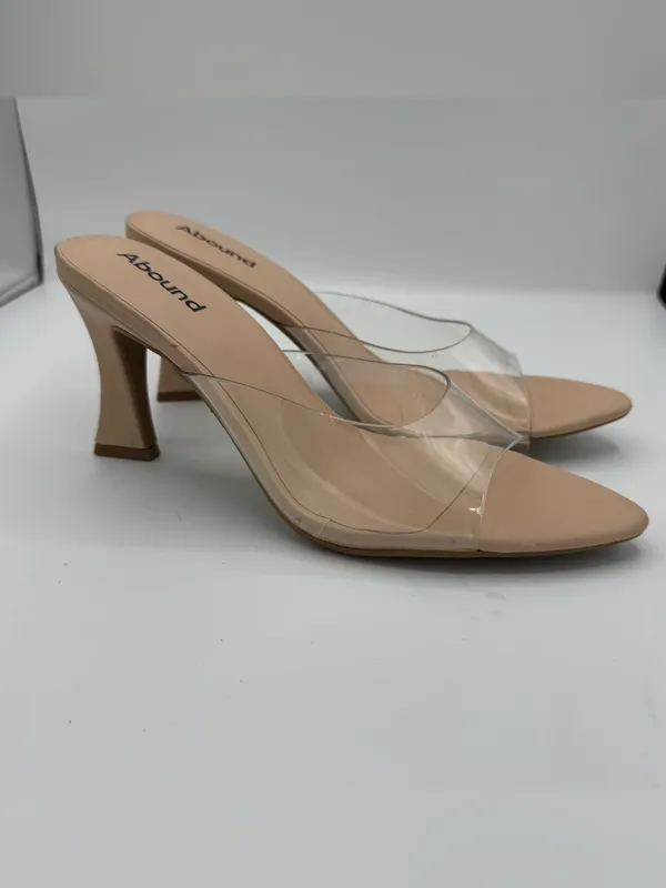 Abound tan nude heels featuring a modern clear PVC strap‎ size 8 classy sexy - Image 2