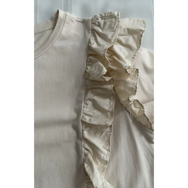 Anthropologie Karina Ruffle Top Size XL 100% Cotton Cream Ruffled Blouse Boho - Image 13