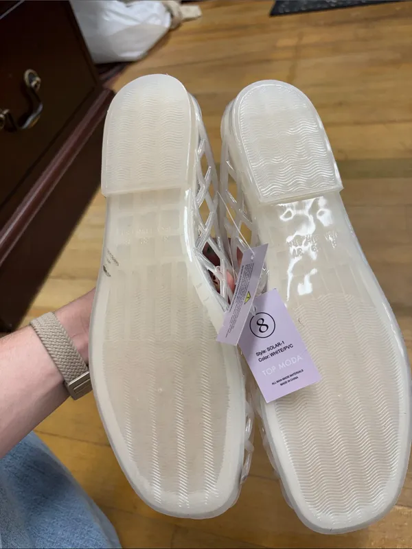 TOP Moda White Lattice Slide Mules - Image 2