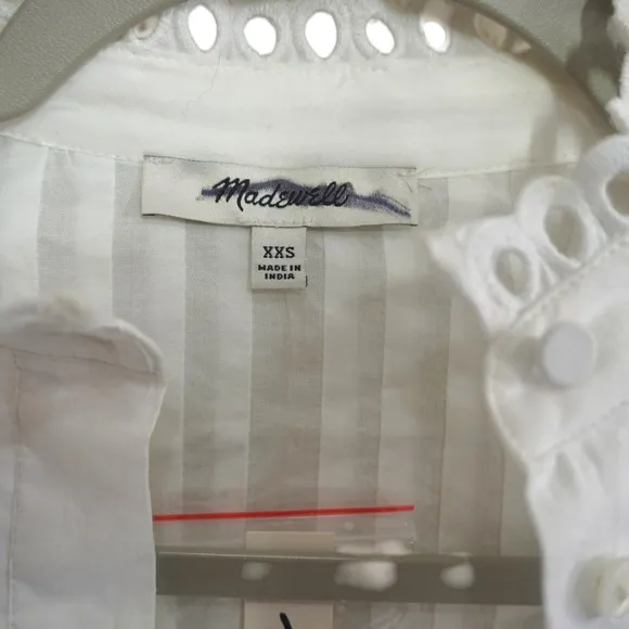 Madewell White Mini Dress Pintuck Lace‎ Eyelet Embroidery XXS NEW Delicate - Image 4