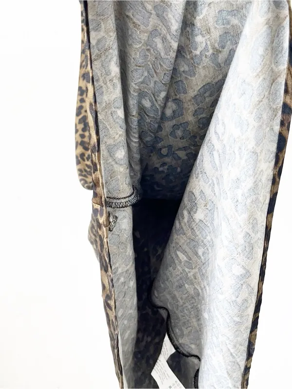 Zara Olive Green Leopard Print Satin Cowl Neck Slip Midi Dress - Image 6