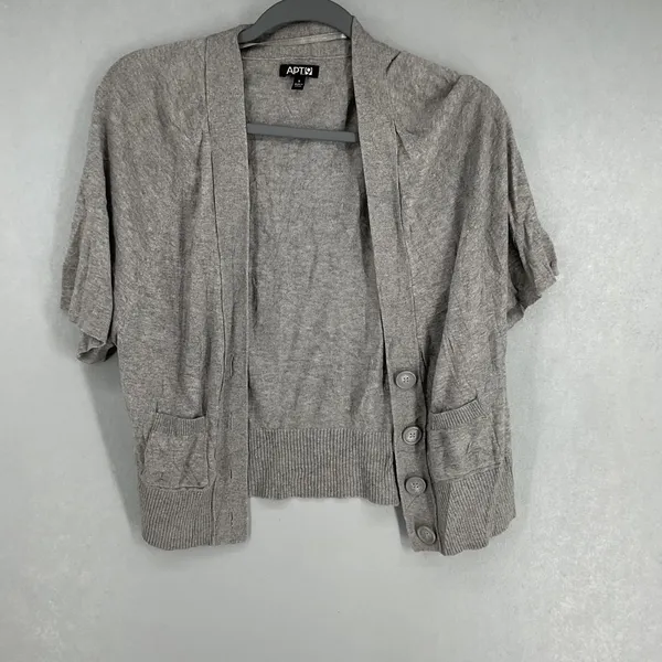 Apt 9 Womens Cardigan Gray Short Sleeve Open Front Knit Shrug Size S - Image 2