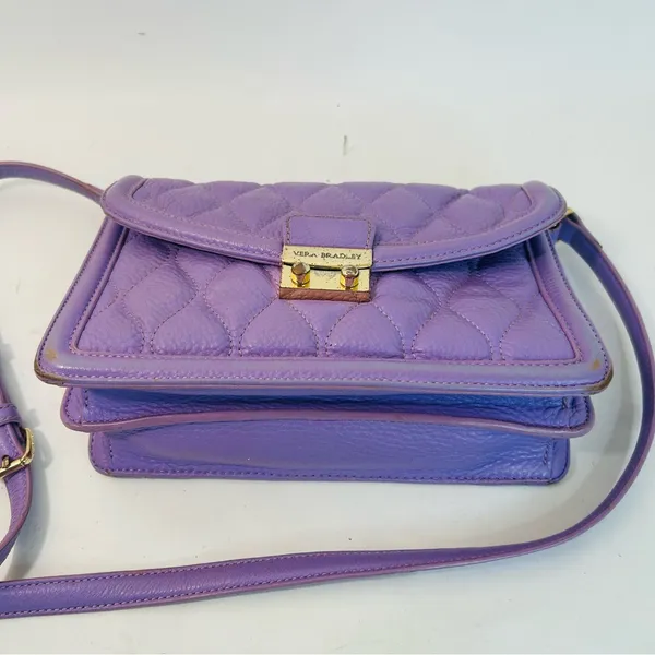 Vera Bradley Quilted Tess Crossbody Purse in Purple/Lavender Leather - Image 4