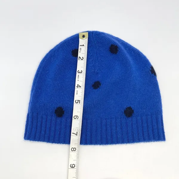 Talbots Cashmere Polka Dot Beanie Hat OS Blue Soft Warm Cozy Preppy Indie Winter - Image 11