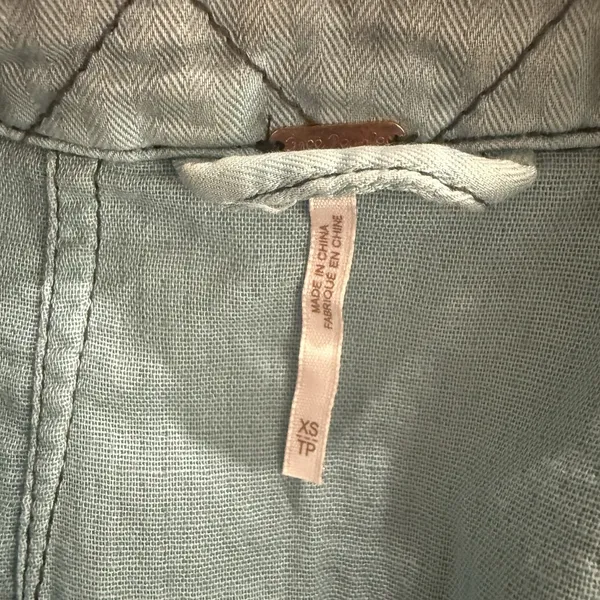 Free People Military Jacket Womens XS‎ Gray Blue Double Cloth Utility Coat - Image 4
