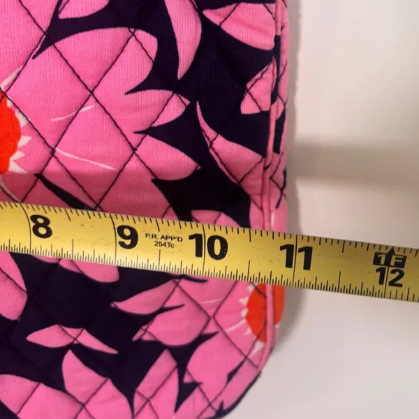 Vera Bradley Purse Crossbody‎ Blue Pink Floral Quilted Zip - Image 5