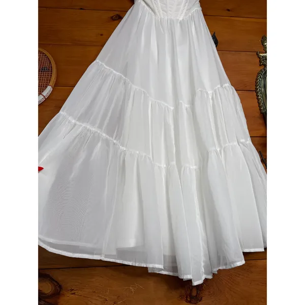 Lulus Special Moment White Strapless Bustier Dress Engagement Holiday Medium - Image 5