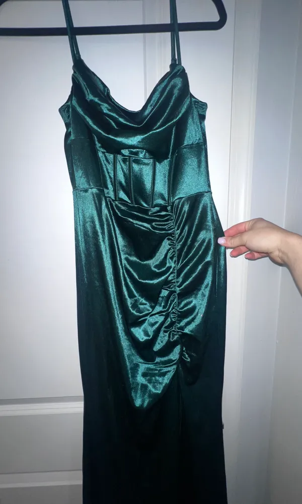 Revelry Satin Slit Long Prom Formal Gown Slip - Image 4
