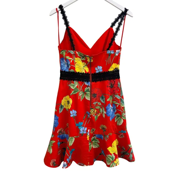 Alice + Olivia Kirby Seine Garden Mini Dress Size 0 Ruffled Floral-Print Lace - Image 4