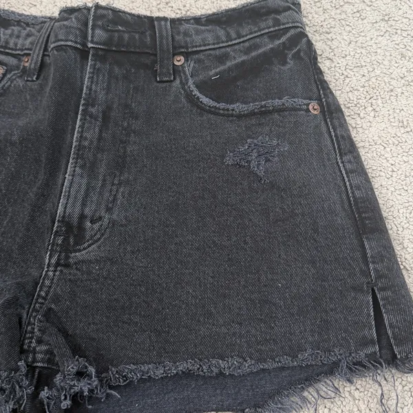 AF black denim shorts with raw edges - Image 3