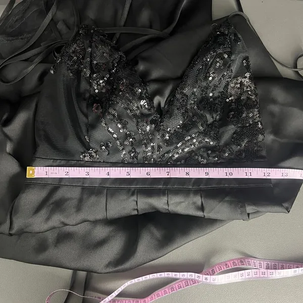 Love Couture Halter Beaded Babydoll Black Maxi Dress Size XS - Image 14