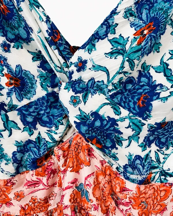 918 Angie XL Floral Patchwork Boho Midi Dress - Image 4