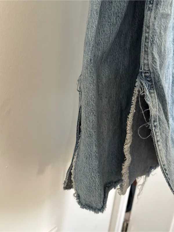 Zara Light Blue Distressed Split Hem Jeans - Image 5