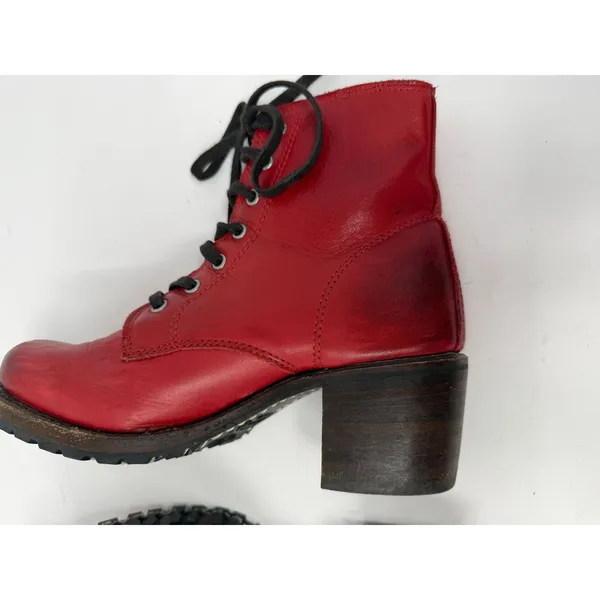 Frye Sabrina 6G Lace Up Ankle Boot Red Leather Rare Made in USA Womens 7.5 - Image 15
