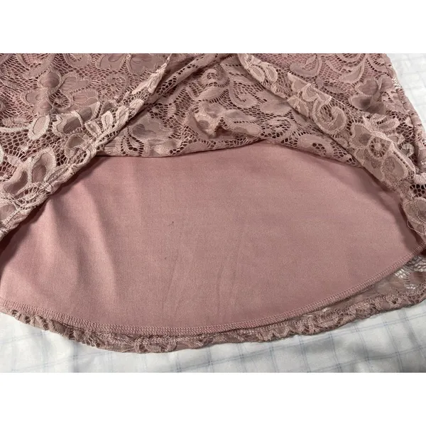 Onyx Apparel Women’s Lace Blouse L Pink/Black Pearl V-Neck Bell Sleeve 20195CM - Image 9