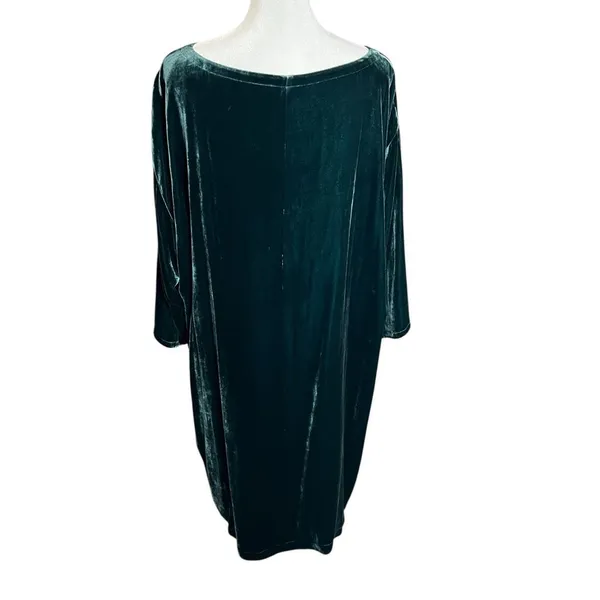 Eileen Fisher Emerald Green Silk Velvet Cocoon Dress L Oversized - Image 5