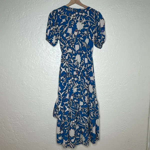 Knox Rose Floral Wrap Midi Dress Boho‎ Chic Casual Women Blue Medium - Image 3