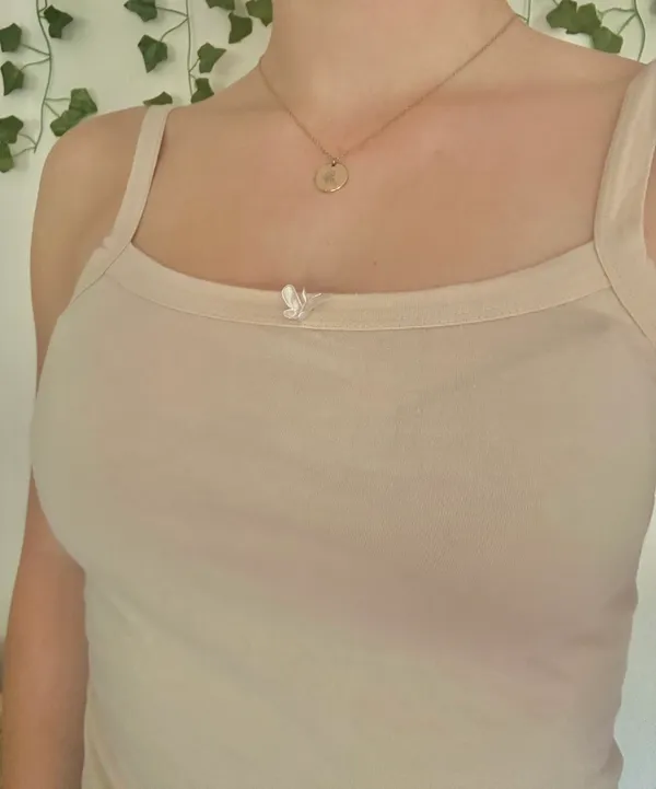 Vintage y2k Fairy Butterfly Embellished Cream Cotton Tank Top - Image 2